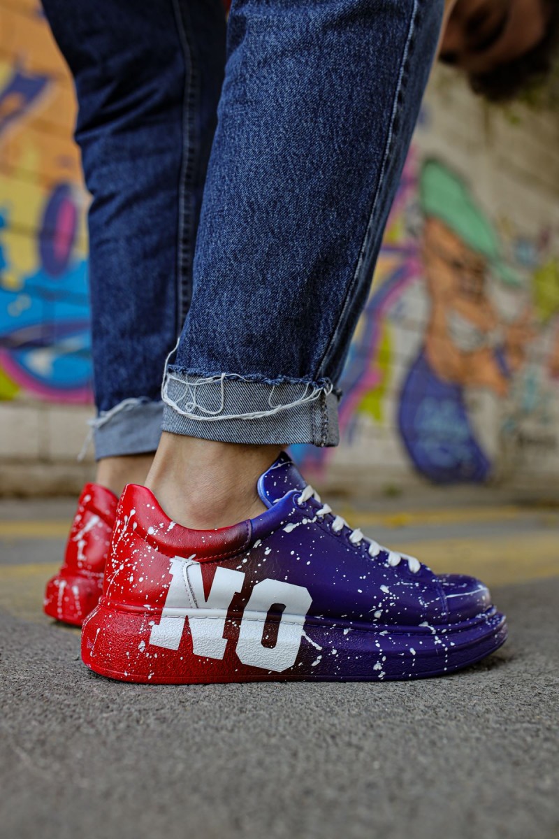 Erkek Sneaker - Mavi Kırmızı Yes Boyalı - 254
