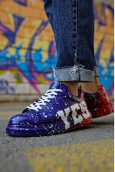 Erkek Sneaker - Mavi Kırmızı Yes Boyalı - 254
