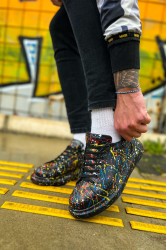 Erkek Sneaker - Sarı Mavi Kırmızı Boyalı - 254