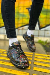 Erkek Sneaker - Sarı Mavi Kırmızı Boyalı - 254