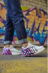 Mens Sneakers - Pink Blue Painted - 254