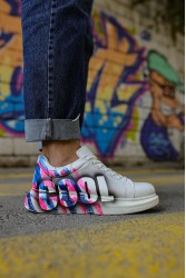 Mens Sneakers - Pink Blue Painted - 254