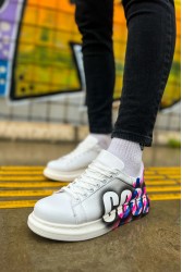 Mens Sneakers - Pink Blue Painted - 254