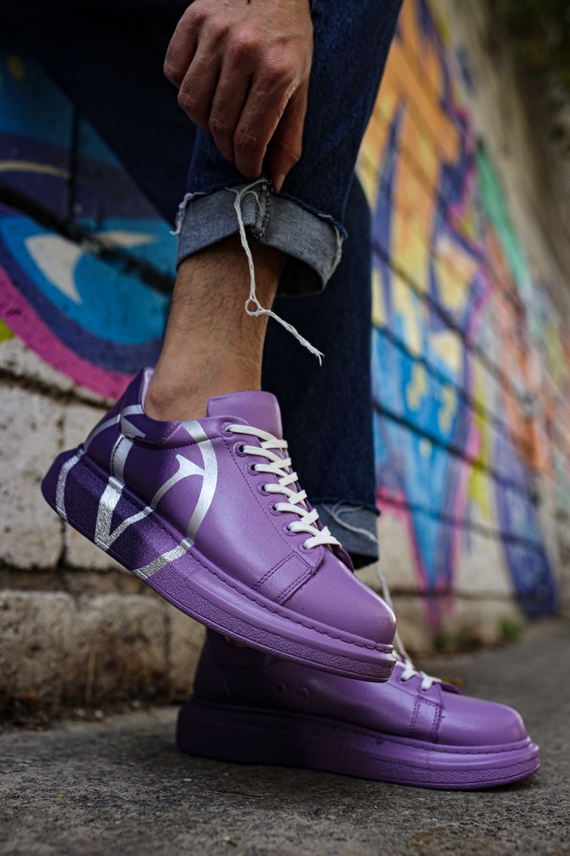 Mens Sneakers - Purple Painted - 254