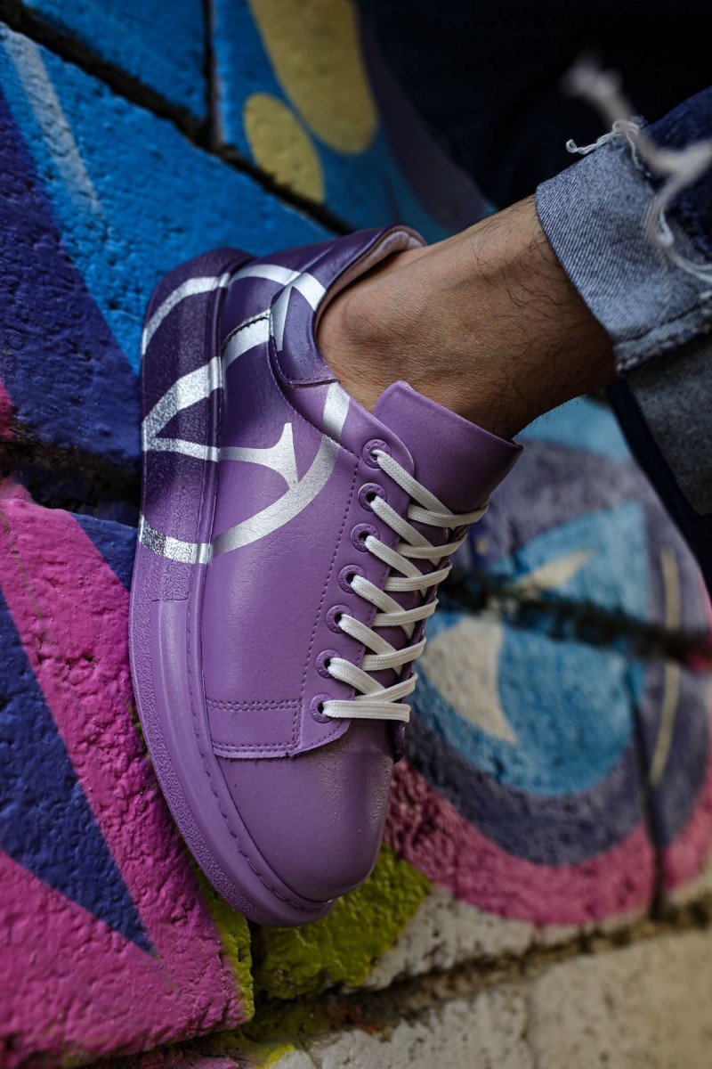 Mens Sneakers - Purple Painted - 254