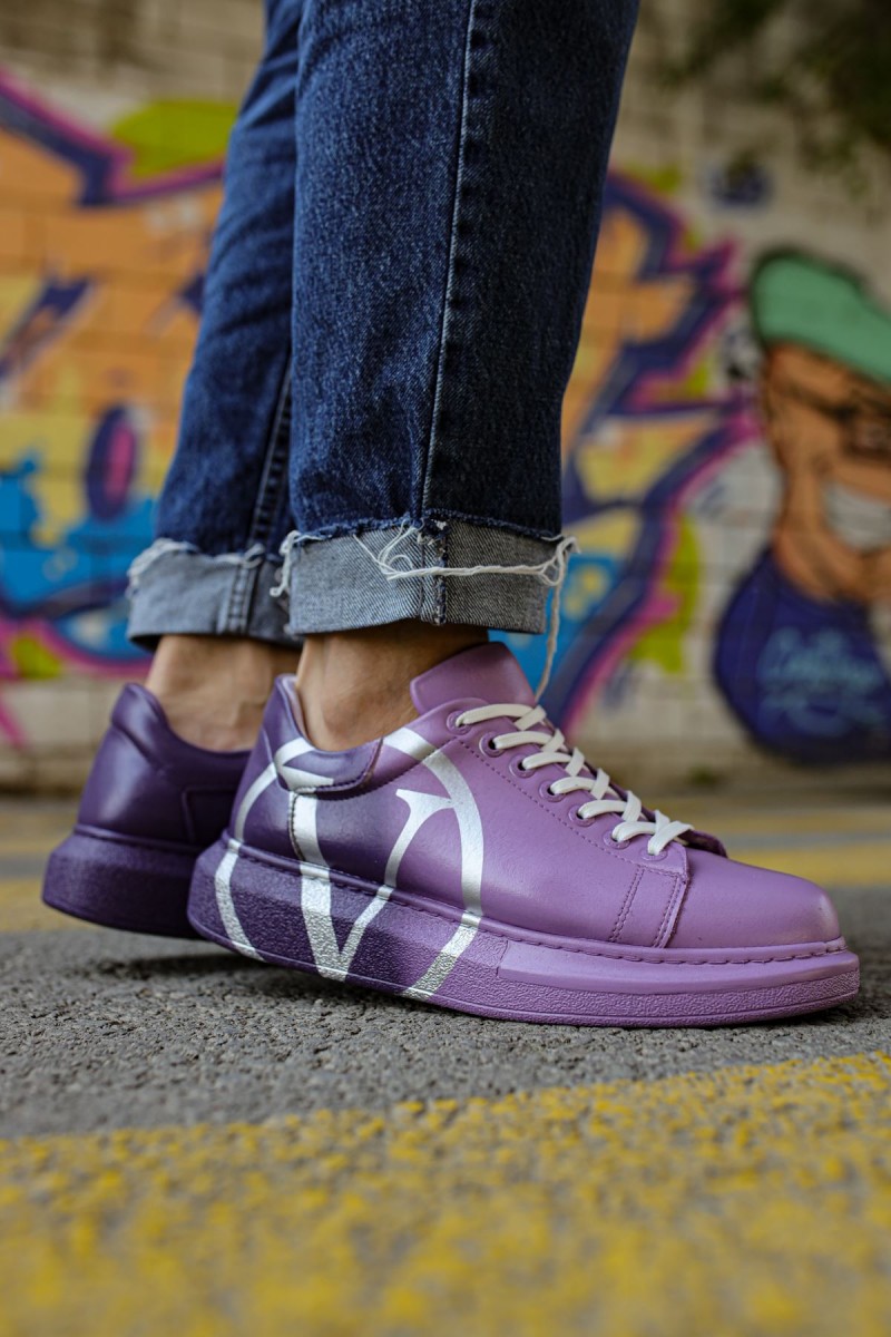 Mens Sneakers - Purple Painted - 254
