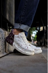 Erkek Sneaker - Kırmızı Siyah Koyu Mor Boyalı - 254