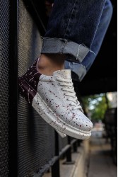 Erkek Sneaker - Kırmızı Siyah Koyu Mor Boyalı - 254