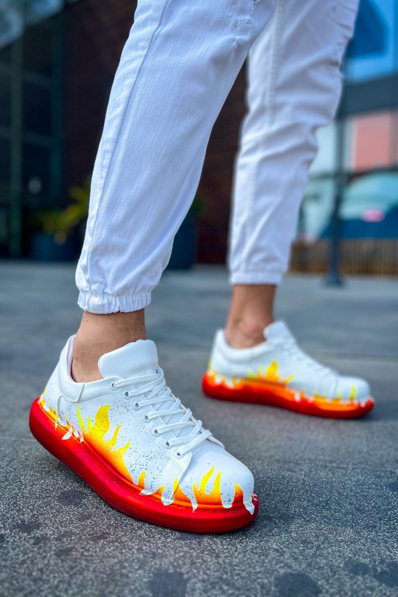 Erkek Sneaker - Kırmızı Boyalı - 254