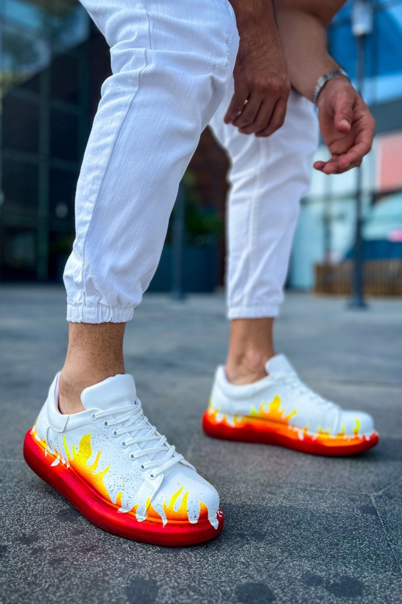 Erkek Sneaker - Kırmızı Boyalı - 254