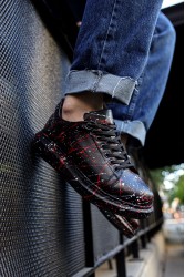 Erkek Sneaker - Kırmızı Beyaz Boyalı - 254