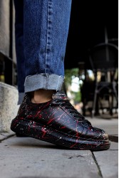 Erkek Sneaker - Kırmızı Beyaz Boyalı - 254
