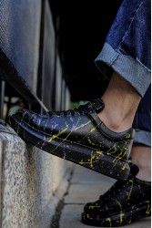 Mens Sneakers - Yellow Purple Painted - 254