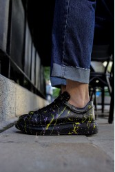 Mens Sneakers - Yellow Purple Painted - 254