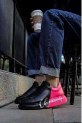 Mens Sneakers - Black Pink Painted - 254