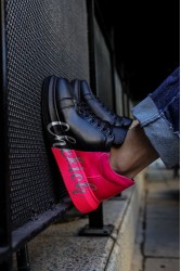 Mens Sneakers - Black Pink Painted - 254