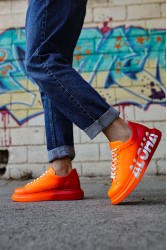 Erkek Sneaker - Turuncu Beyaz Aloha Boyalı - 254