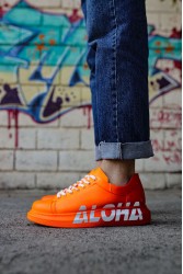Erkek Sneaker - Turuncu Beyaz Aloha Boyalı - 254