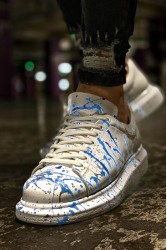 Erkek Sneaker - Mavi Beyaz Boyalı - 254