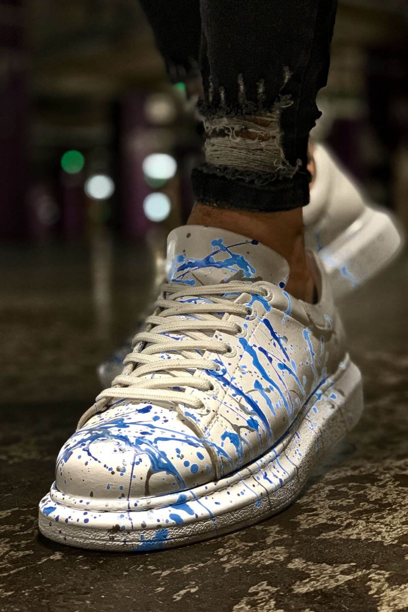 Erkek Sneaker - Mavi Beyaz Boyalı - 254