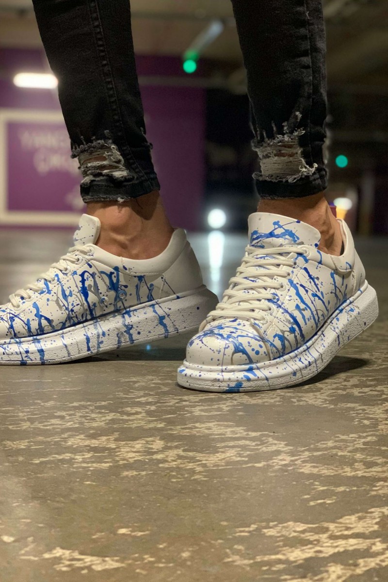 Erkek Sneaker - Mavi Beyaz Boyalı - 254