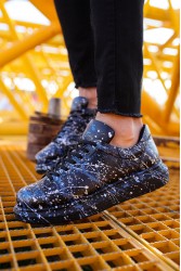 Erkek Sneaker - Mavi Mor Siyah Boyalı - 254