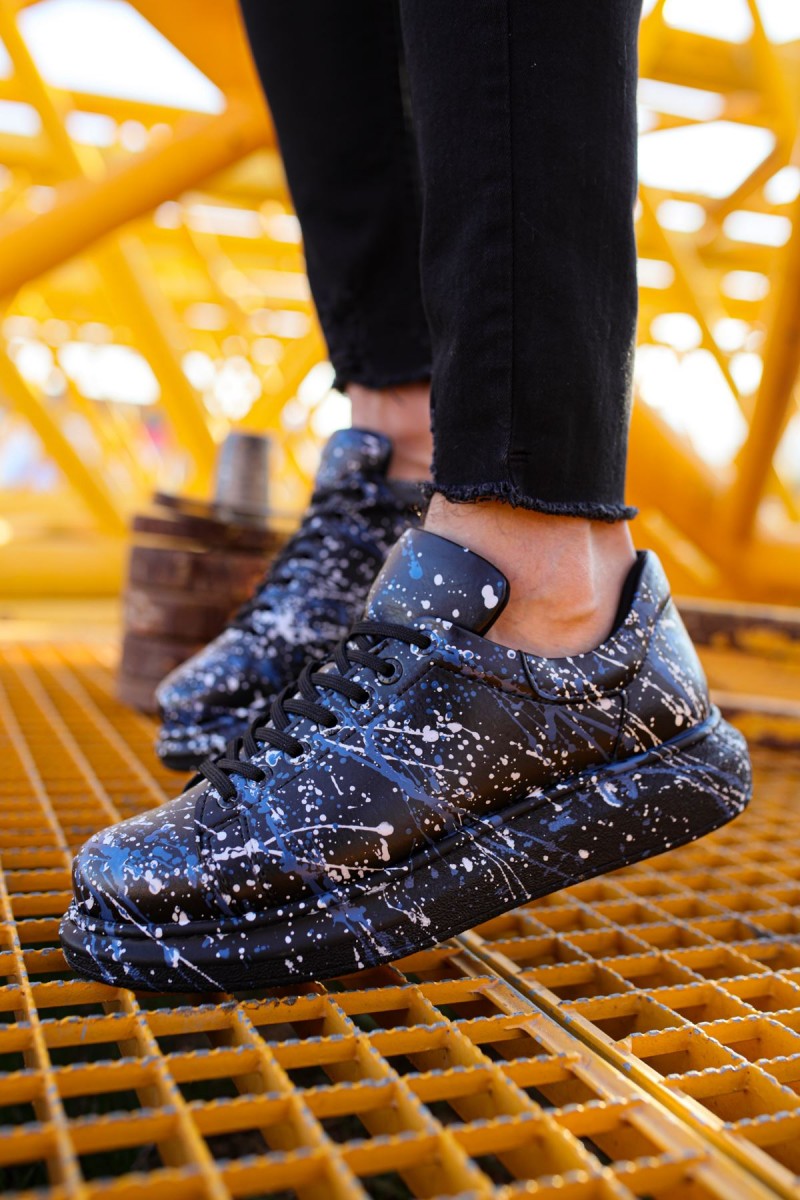 Erkek Sneaker - Mavi Mor Siyah Boyalı - 254