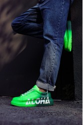 Erkek Sneaker - Yeşil Beyaz Aloha Boyalı - 254