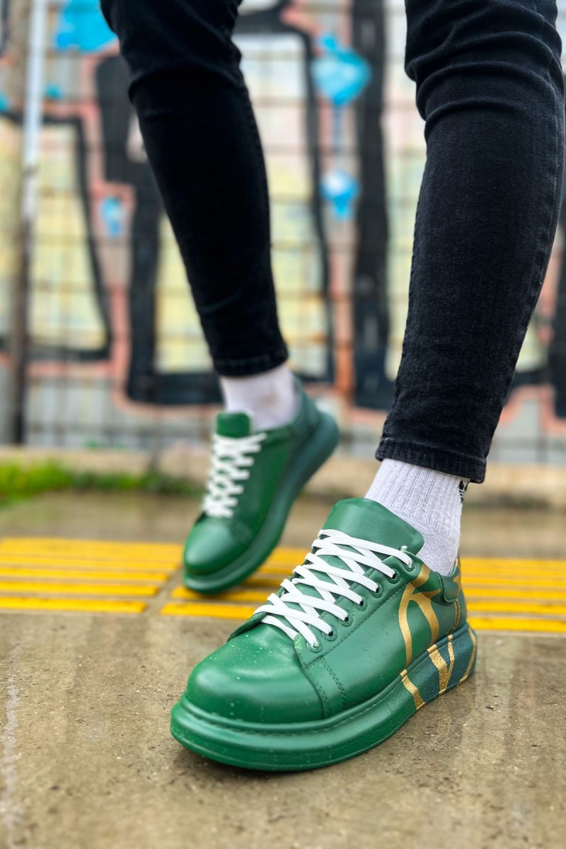 Erkek Sneaker - Yeşil Sarı Boyalı - 254