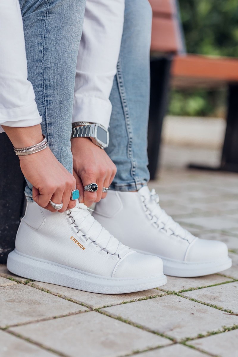 Erkek Yüksek Spor Ayakkabı - Beyaz - Enzo