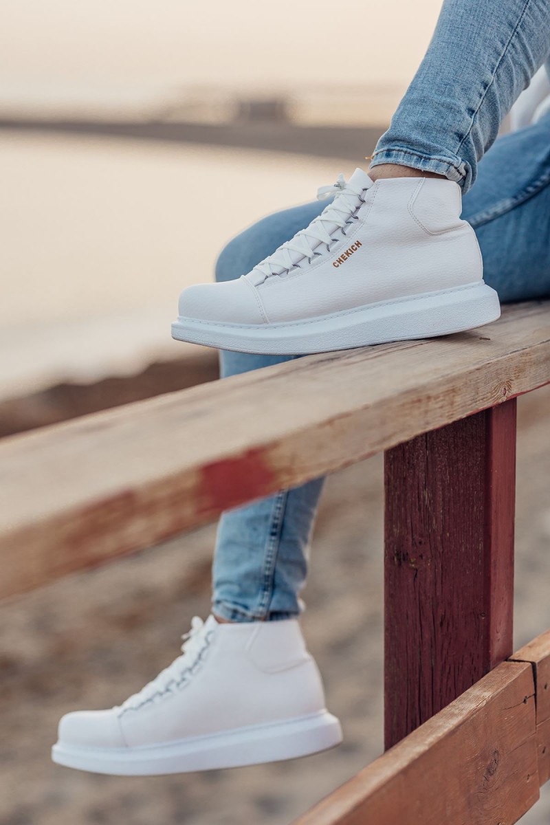 Erkek Yüksek Spor Ayakkabı - Beyaz - Enzo