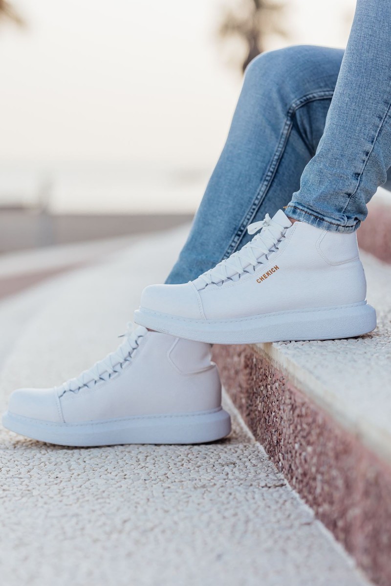 Erkek Yüksek Spor Ayakkabı - Beyaz - Enzo