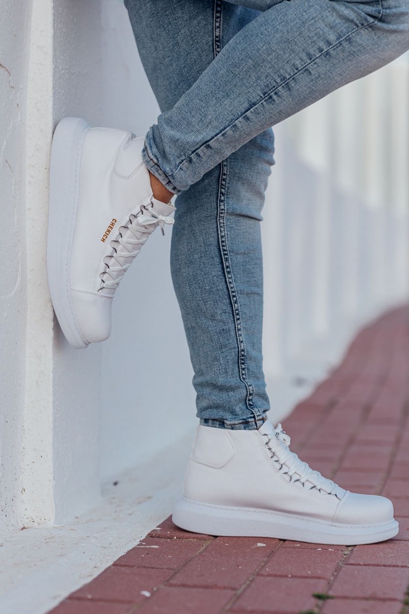 Erkek Yüksek Spor Ayakkabı - Beyaz - Enzo