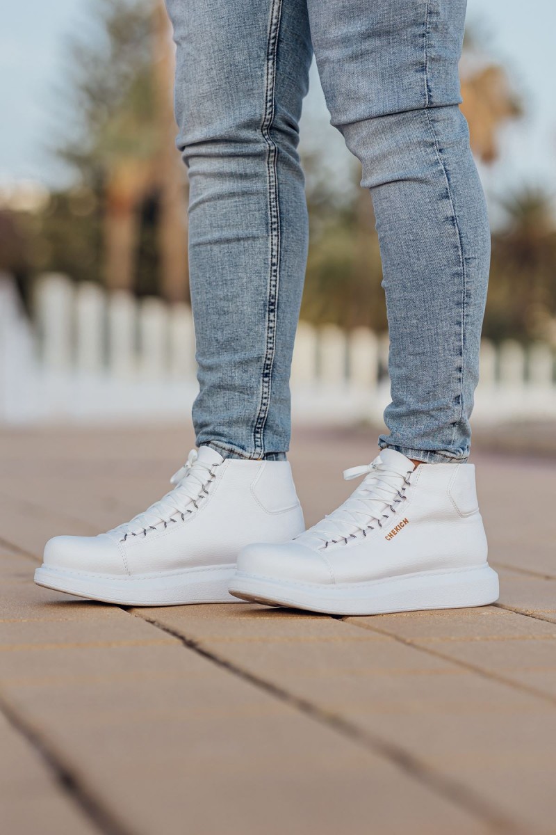 Erkek Yüksek Spor Ayakkabı - Beyaz - Enzo