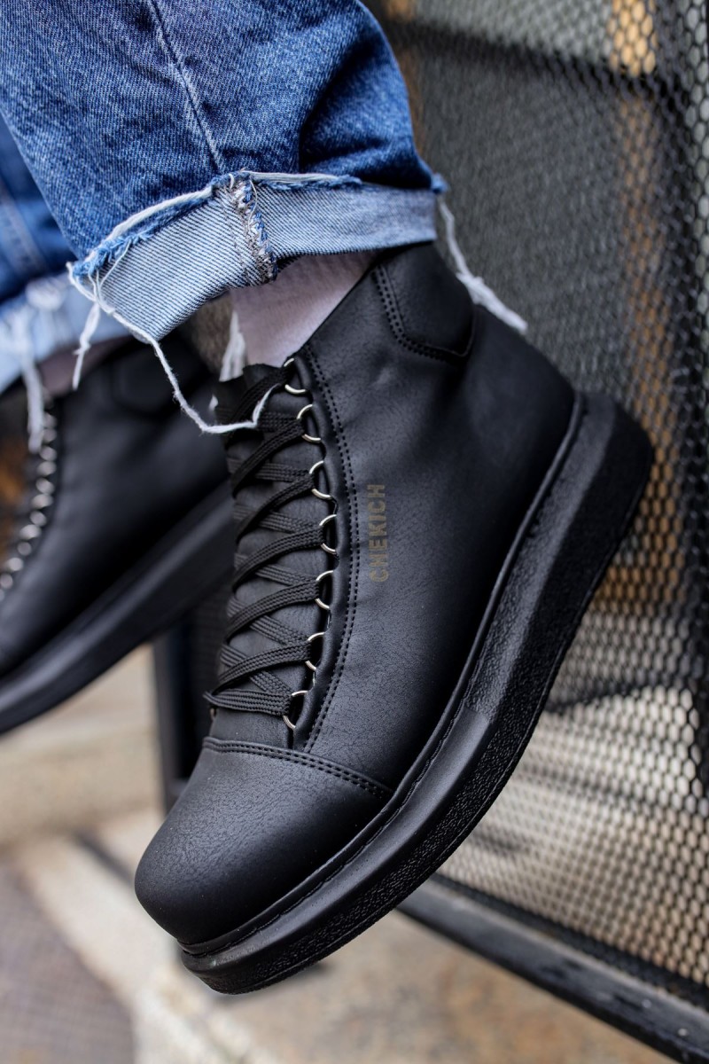 Erkek Yüksek Spor Ayakkabı - Siyah - Enzo