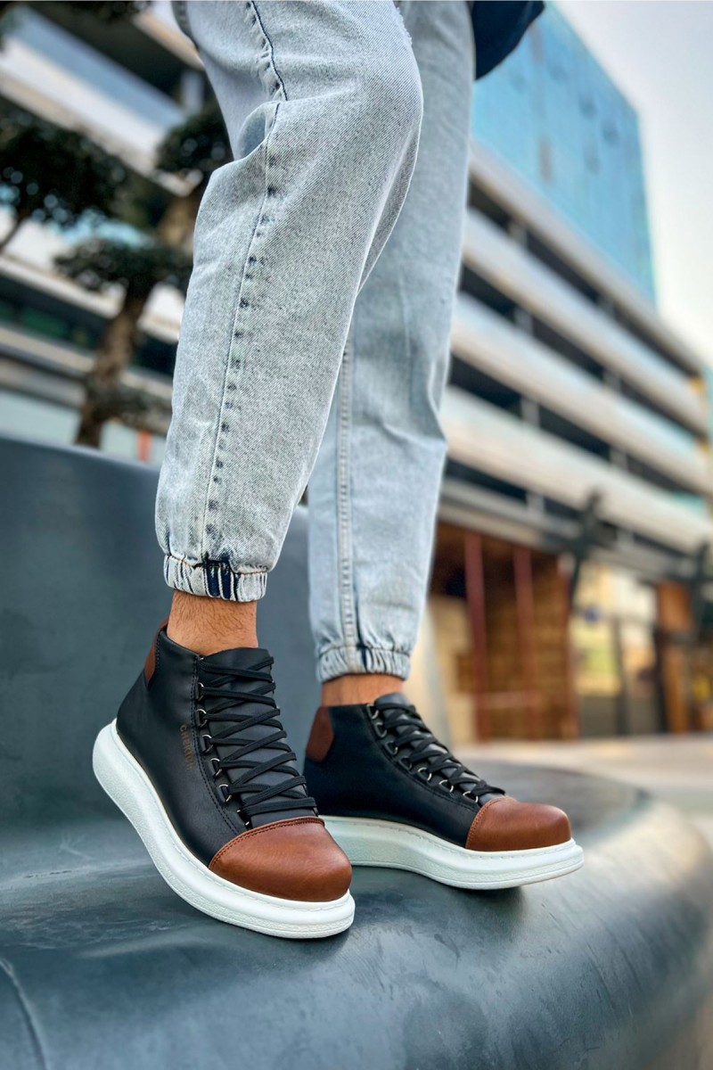 Erkek Yüksek Spor Ayakkabı - Siyah Taba - Enzo