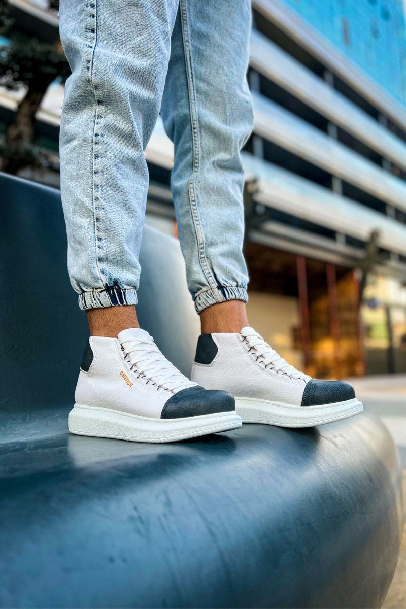 Erkek Yüksek Spor Ayakkabı - Beyaz Antrasit - Enzo