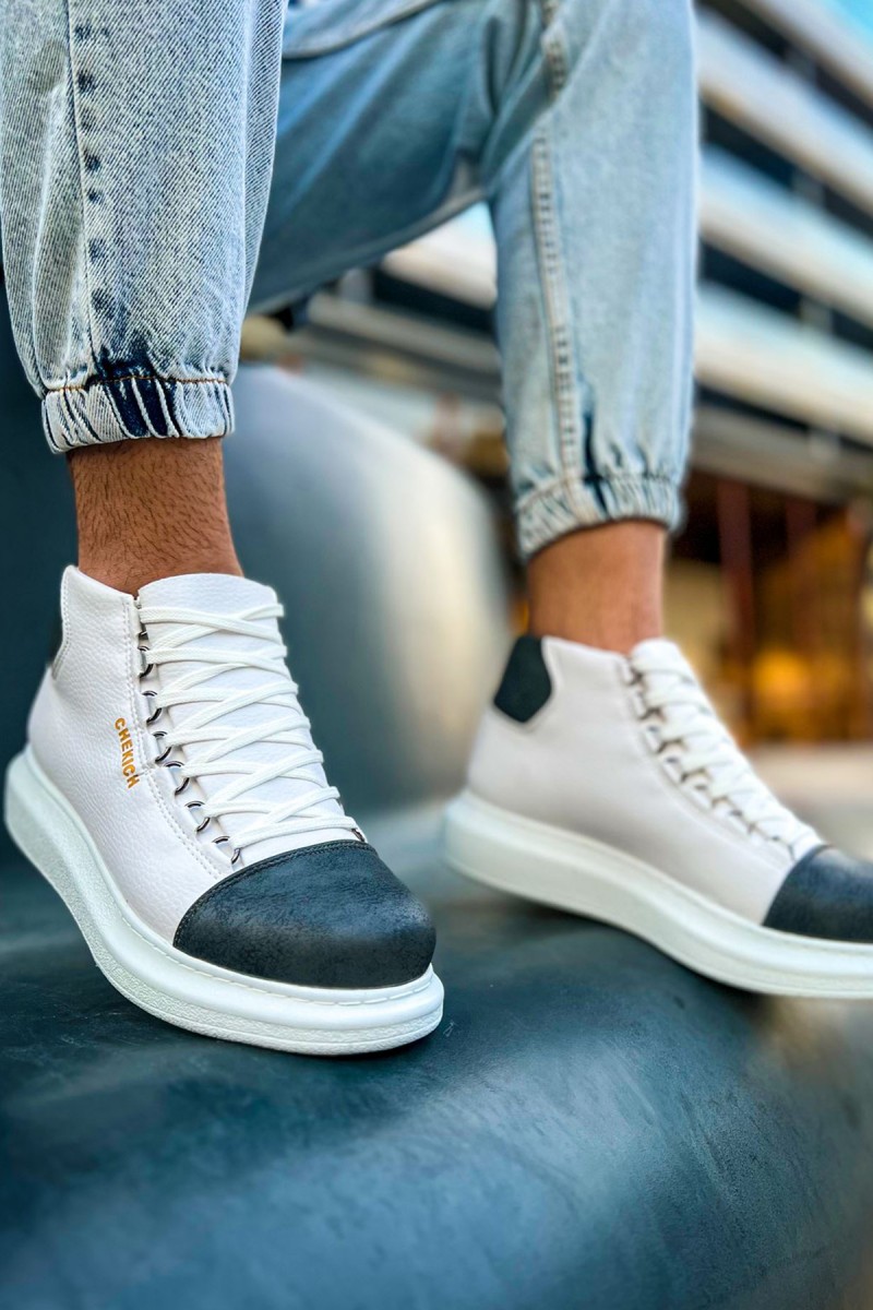 Erkek Yüksek Spor Ayakkabı - Beyaz Antrasit - Enzo