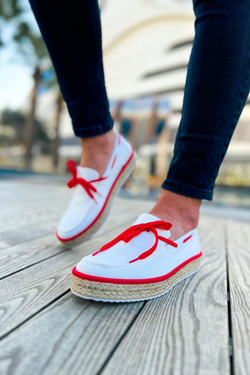 Erkek Klasik Ayakkabı - Beyaz Kırmızı - 311