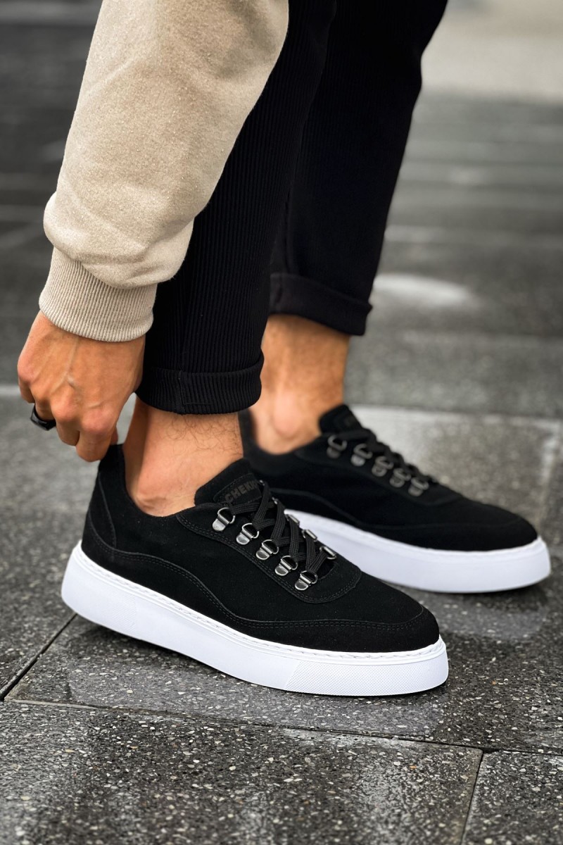 Erkek Sneaker - Siyah Beyaz Süet - 319