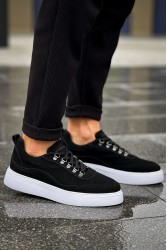 Erkek Sneaker - Siyah Beyaz Süet - 319