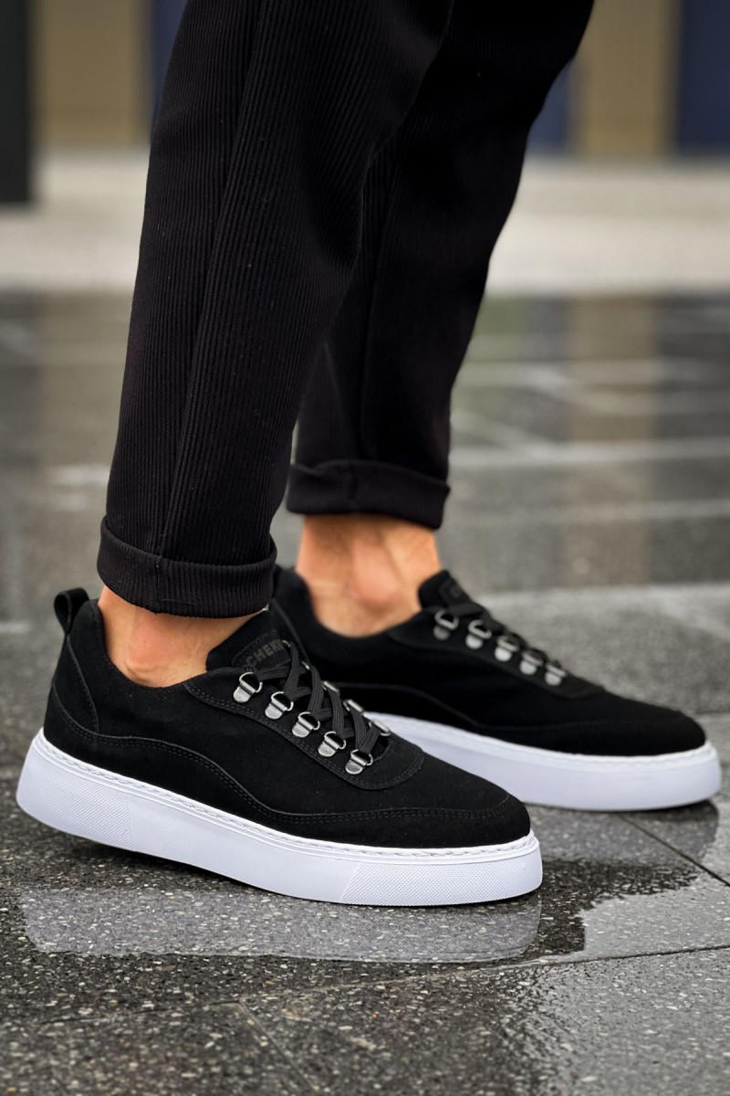 Erkek Sneaker - Siyah Beyaz Süet - 319