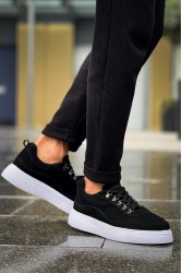 Erkek Sneaker - Siyah Beyaz Süet - 319