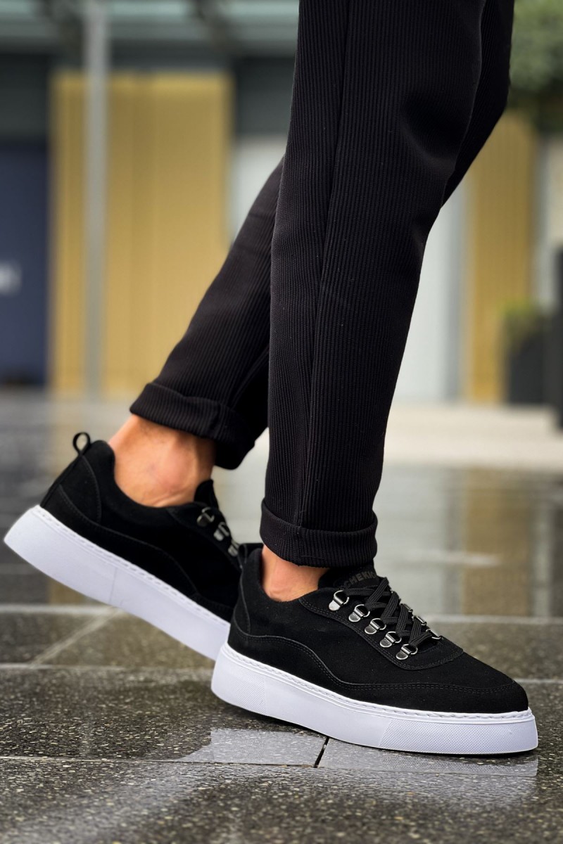 Erkek Sneaker - Siyah Beyaz Süet - 319
