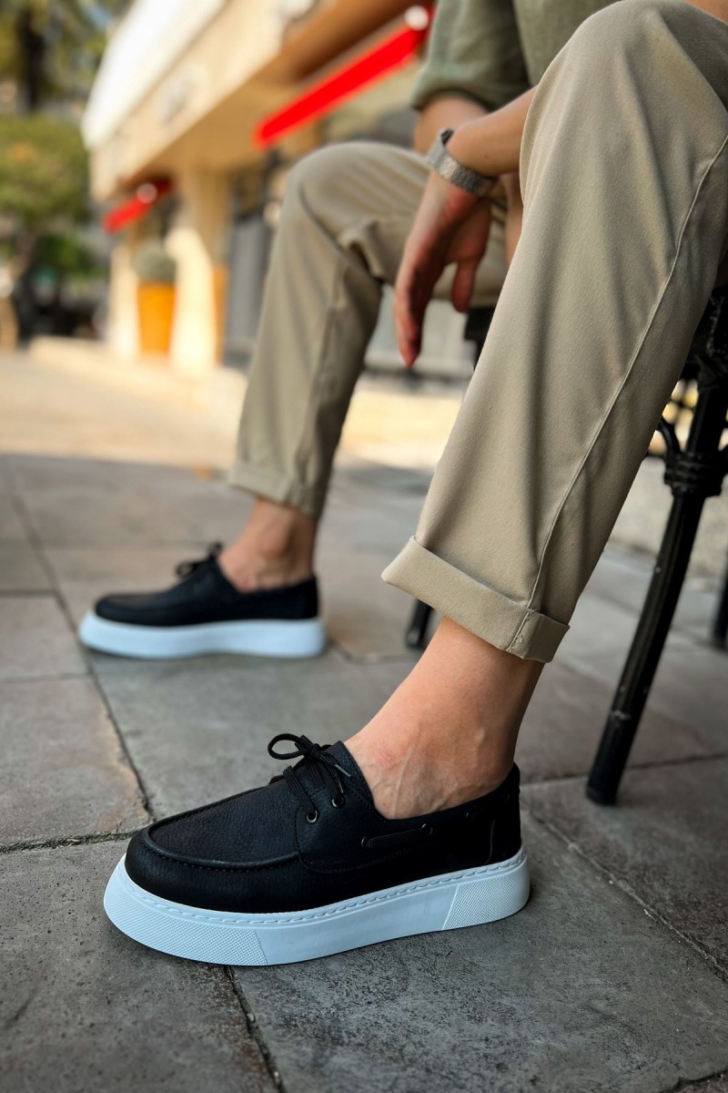 Erkek Klasik Ayakkabı - Siyah Beyaz - 419