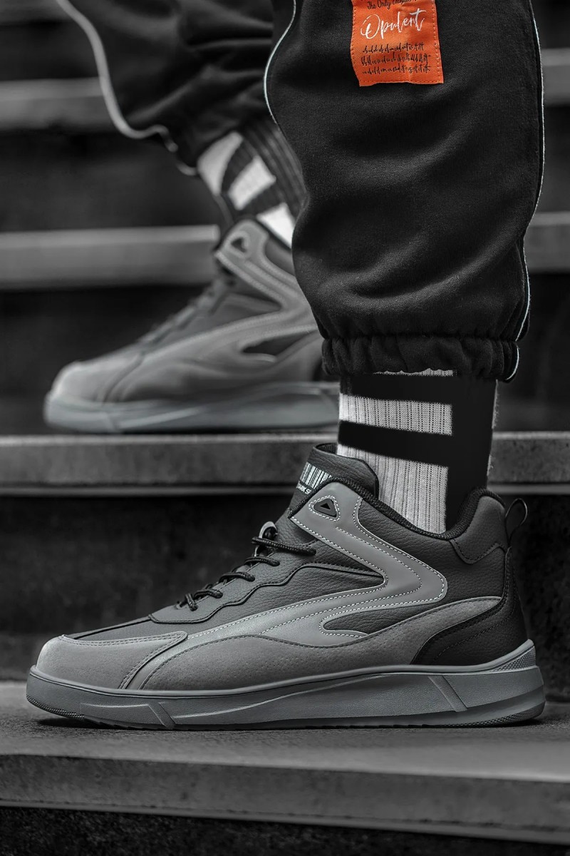 Erkek Bilekli Sneaker - Siyah Gri- DS3.1204