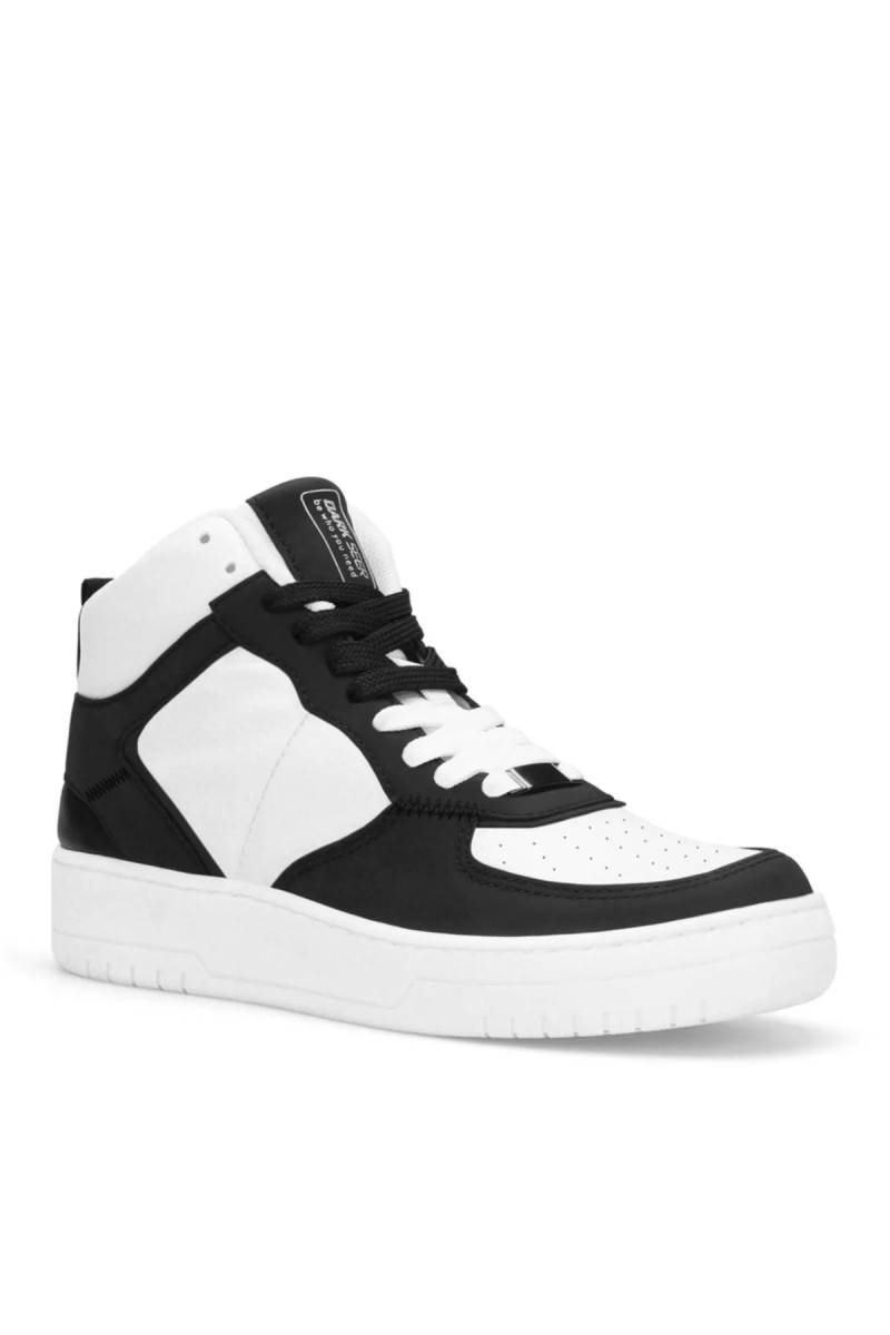 Womens High Top Sneakers - White Black - DS Maya