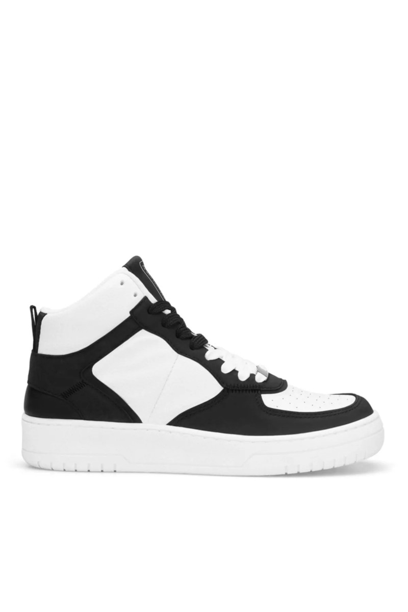 Womens High Top Sneakers - White Black - DS Maya