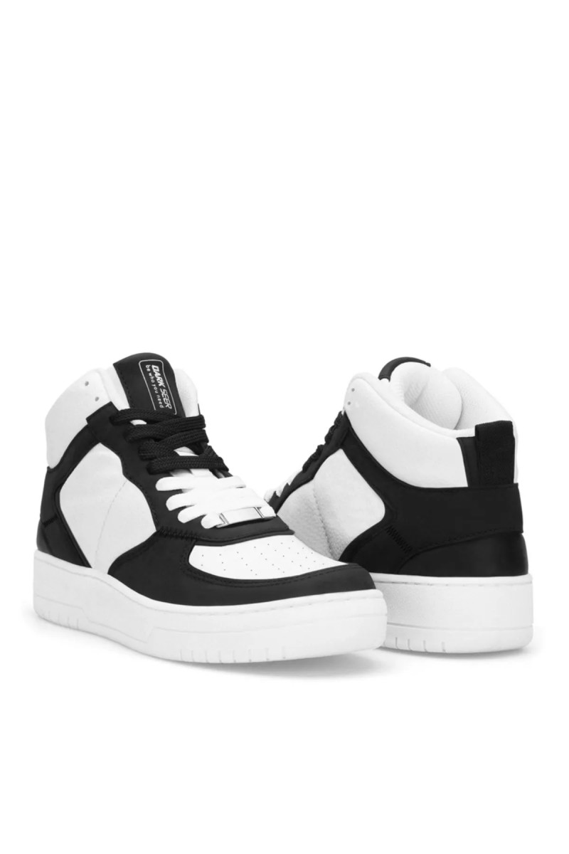 Womens High Top Sneakers - White Black - DS Maya
