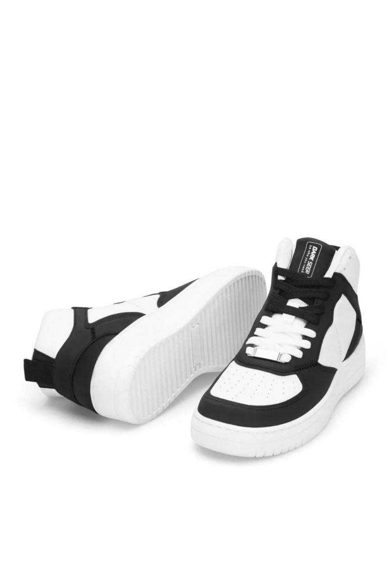 Womens High Top Sneakers - White Black - DS Maya